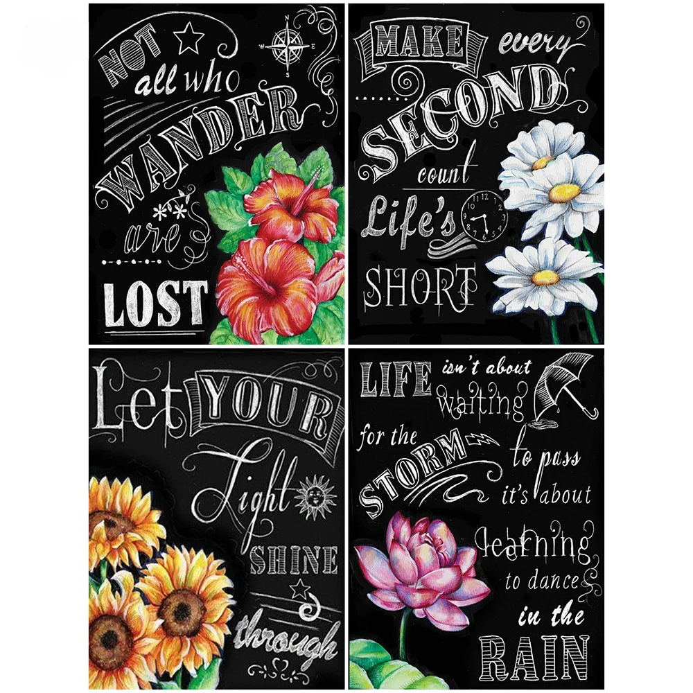 Алмазная картина KAMY YI с текстом и цветами вышивка крестиком 5D сделай сам