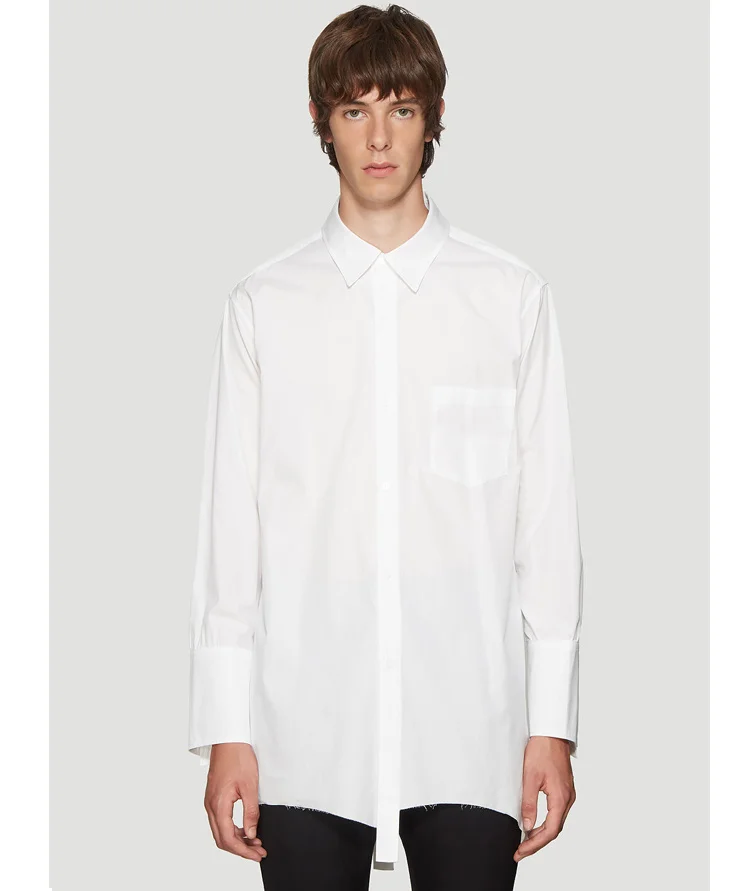 

long-sleeved Deconstructed shirt with cotton raw trim