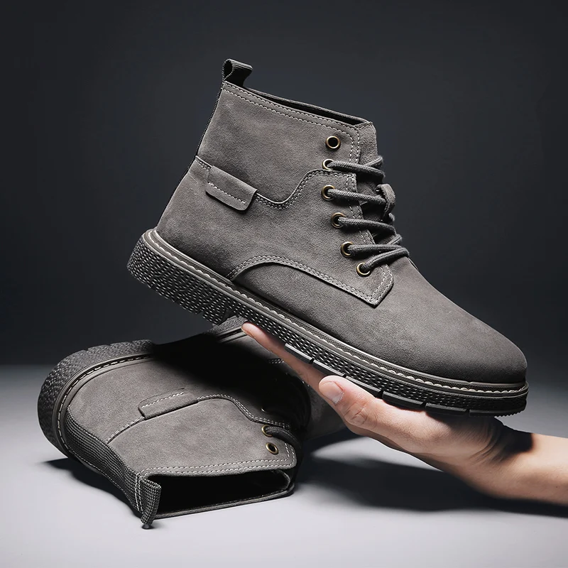 

Mens Boots Leather Suede Lace Up Military Boots Man Breathable Outdoor Shoes for Men Spring Autumn Casual Motorcycle Footwear