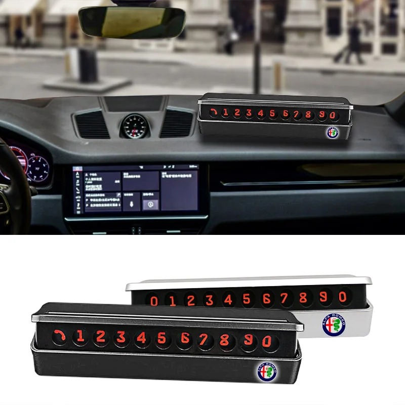 

1pcs Car Parking Temporary Stop Sign Phone Number Plate for Alfa Romeo 166 GT Giulia Giulietta Stelvio Mito Etc Auto Accessories