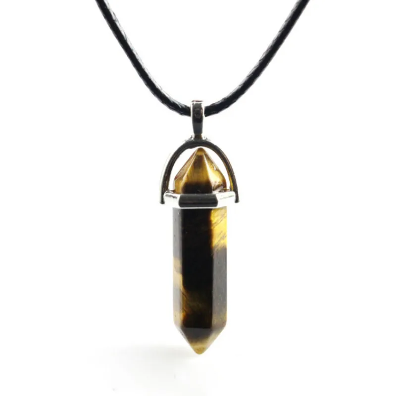 Ожерелье унисекс с шестигранной подвеской из натурального камня Fire Storm Wish модное