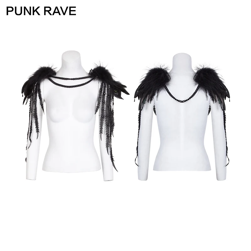 

Женский кожаный аксессуар в готическом стиле, черный язычок с рыбьим горлом, аксессуар для отдыха с перьями, узлом и хвостом Феникса