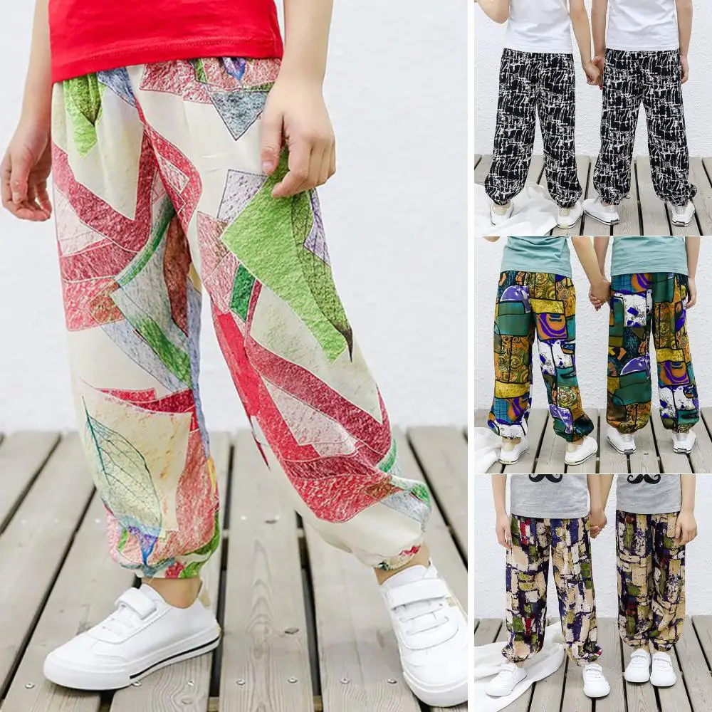 

Summer Boho Pants Kids Boys Girls Camouflage Printed Anti-mosquito Lantern Trousers