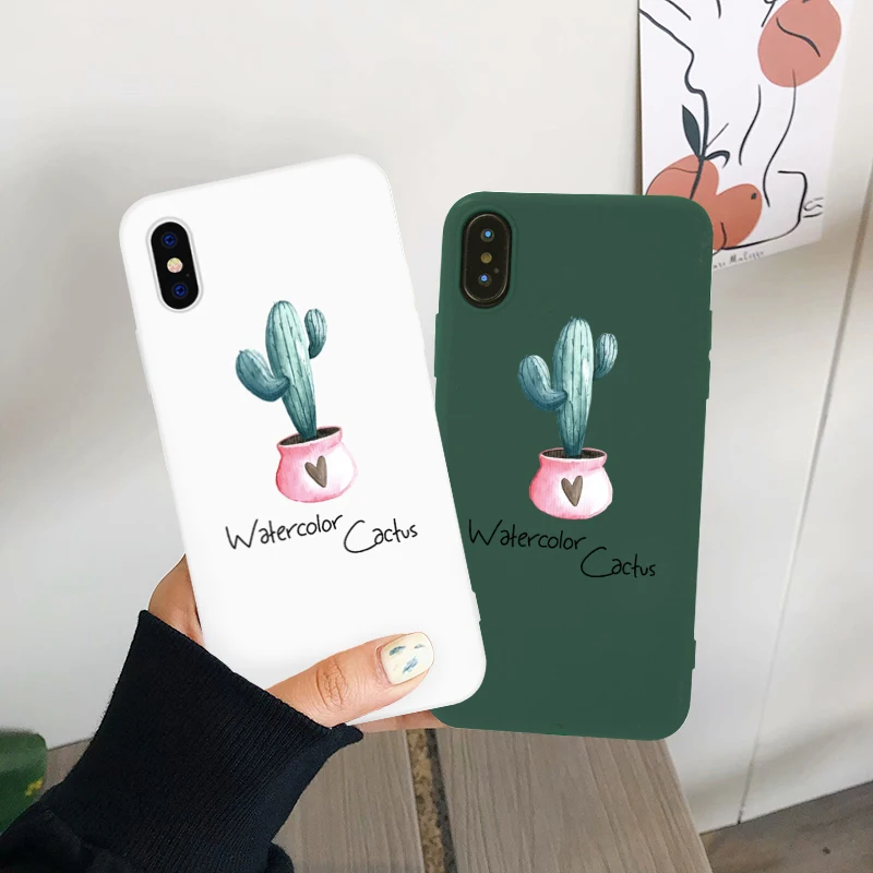 Модный чехол JAMULAR С КАКТУСОМ для влюбленных пар iPhone XR 11 Pro XS MAX X 7 8 6 6s Plus мягкий