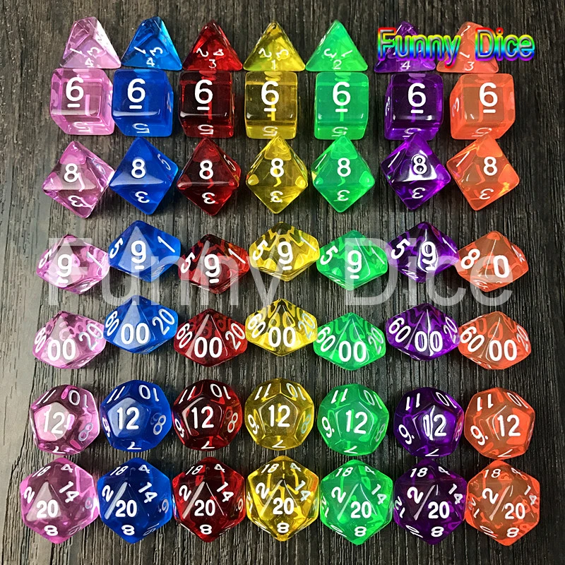 7Pcs Multi Sides Translucent Dnd Die for Playing Games Home TRPG RPG Board Digital Dice Game As Present tor Kit|Кубики| |