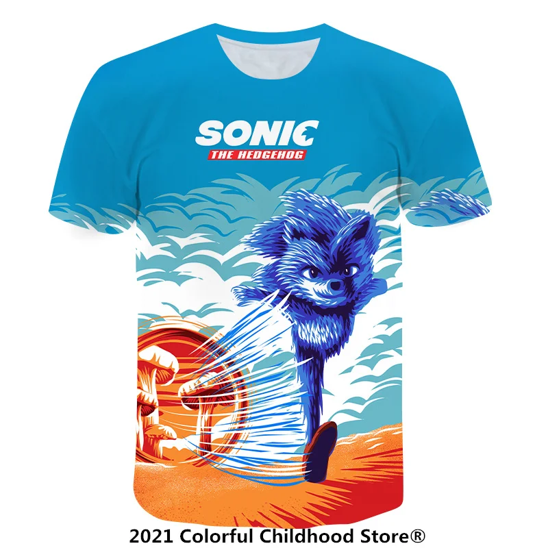 

Summer Children Short Sleeve T-Shirts Kids Cartoon Supersonic 3D Print Girl Tops Tee Super Sonic Sweatshirt Baby Boys