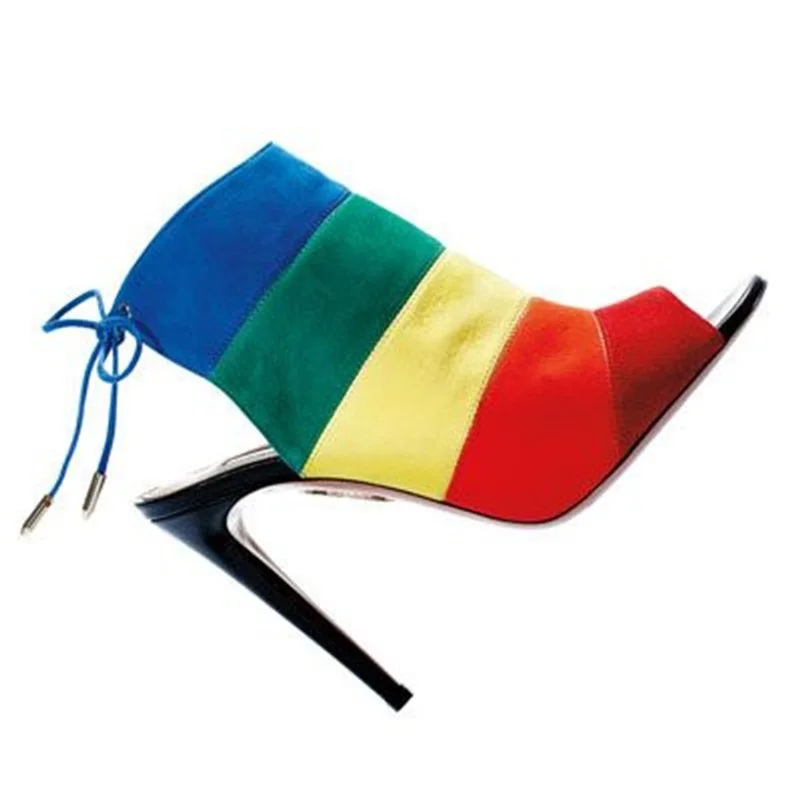 Оригинальные Модные Разноцветные сандалии до щиколотки женские разноцветные