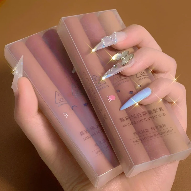 

3Pcs/set Liquid Lipstick Kit Rich Color Easy to Wear Waterproof Not Sumdge Long-lasting Makeup Set Moisturizer Hydrate TSLM2