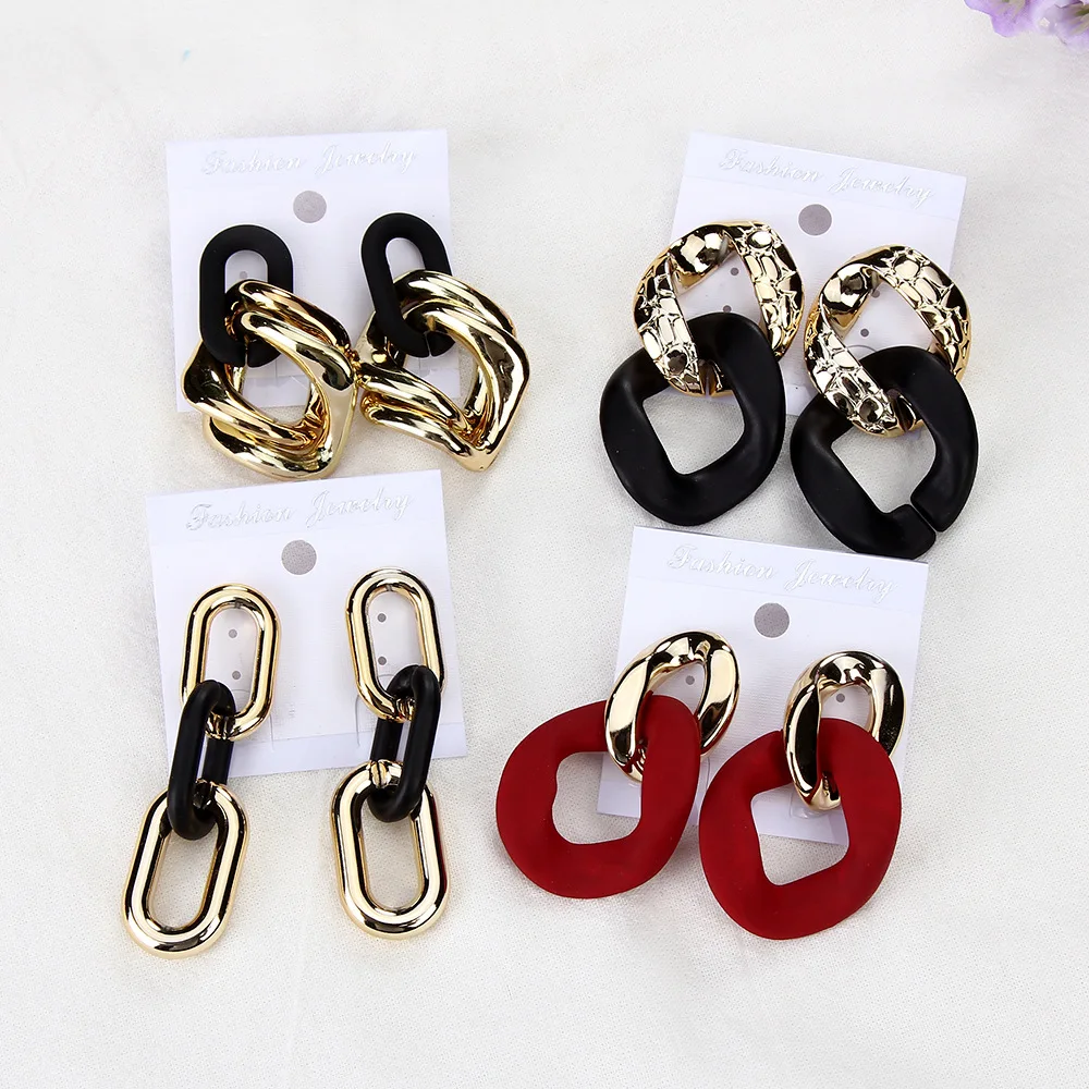 

2021 New Geometric Round Earrings For Women Hanging Dangle Earring Fashion Big Chunky Chain Modern Female Drop Earring Jewelry