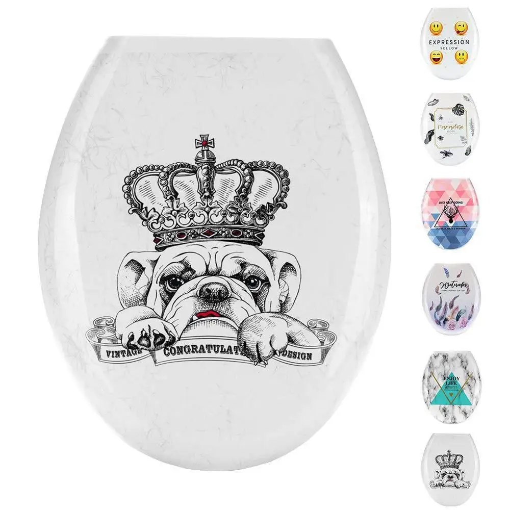 Crown Dog Туалет сиденья для унитаза крышка сиденья унитаза ПП доска Туалет утолщаются Замена Универсальный U Тип - Цвет: Crown Dog