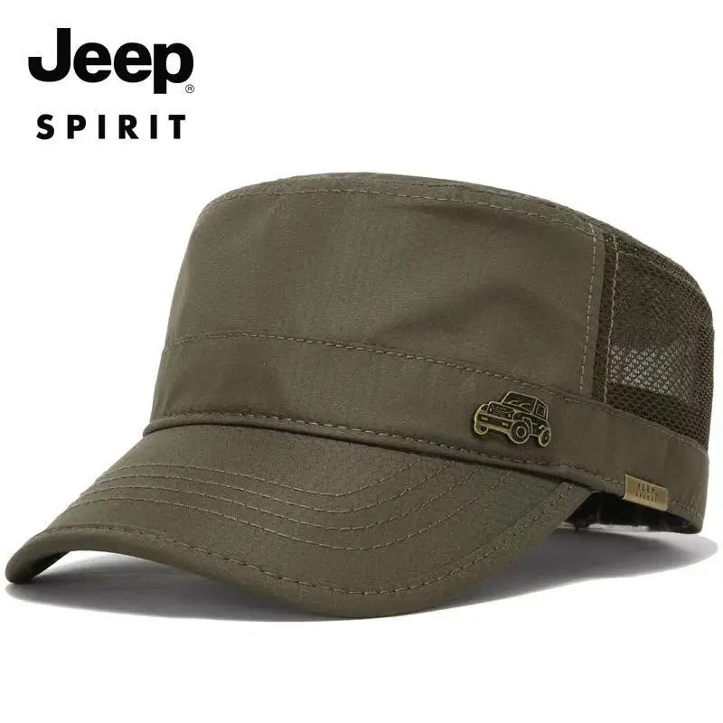 

JEEP2021 Four Seasons Mesh Ventilated Hat Cotton Embroidered Letter Hat Men's Truck Driver Flat Cap
