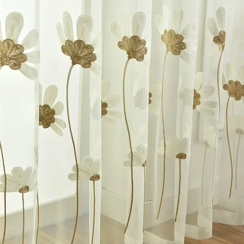 Пасторальные современные шторы с цветочной вышивкой драпированные панели