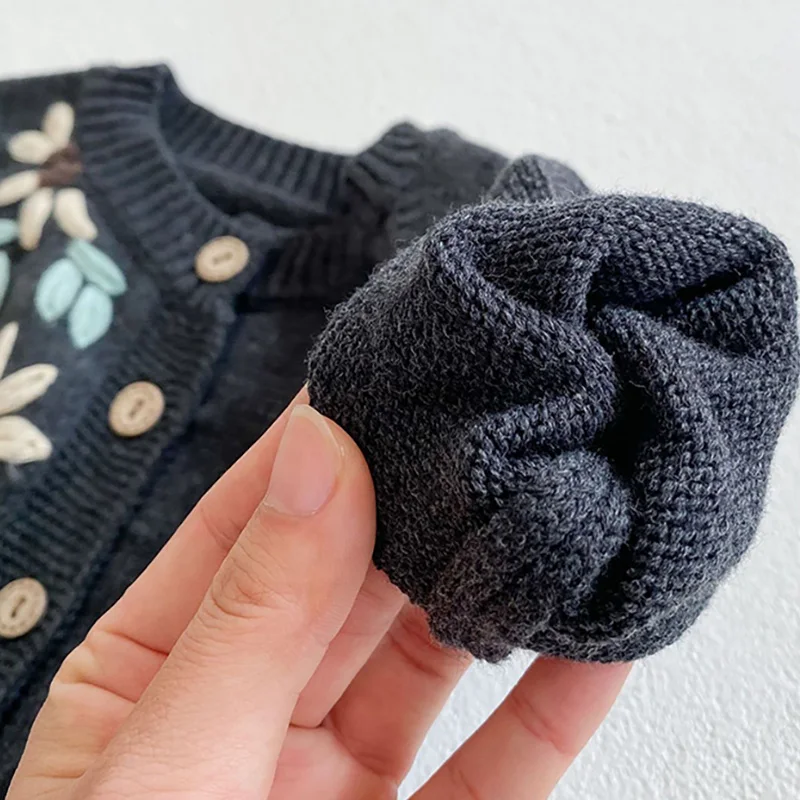 

MILANCEL 2021 Spring New Baby Sweaters Handmade Embroidery Toddler Girls Cardigans Single Breast Baby Clothing