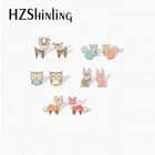 Новый Kawaii Животные пары олени белка Совы кролика лисы милые животные эпоксидной смолы акриловые серьги-гвоздики с эпоксидной смолой
