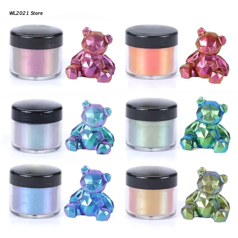 

G5GC 6 Colors Allochroic Pigment Power for Resin Mold Nail Art Painting Handcraft DIY Resin Mold Art Equipment