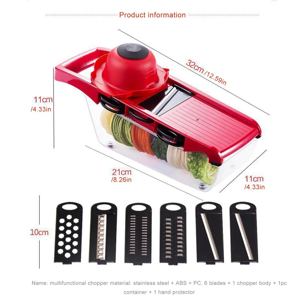 

Mandoline Slicer Vegetable Cutter with Stainless Steel Blade Manual Potato Peeler Carrot Cheese Grater Dicer Kitchen Tool