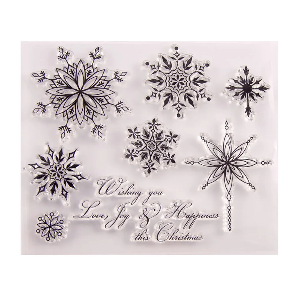 Snowflake Transparent Silicone Stamp for Scrapbooking Christmas Card Paper Craft Silicon Rubber Roller Stamps | Дом и сад