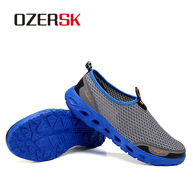 Мужские сетчатые туфли OZERSK повседневные Мягкие лоферы без застежки дышащие для