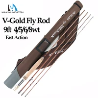 maximumcatch v gold 9ft 4568wt fly fishing rod 4pcs fast action pacbay guides fly rod with a triangle cordura rod tube