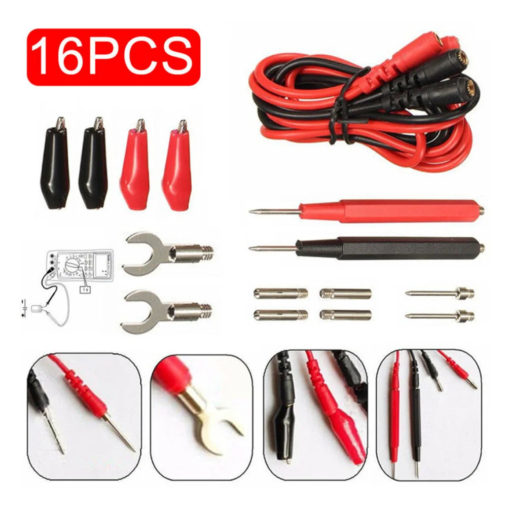 

16Pcs Multifunction Copper Test Leads Probes Voltage Meter Cable Set Equipment