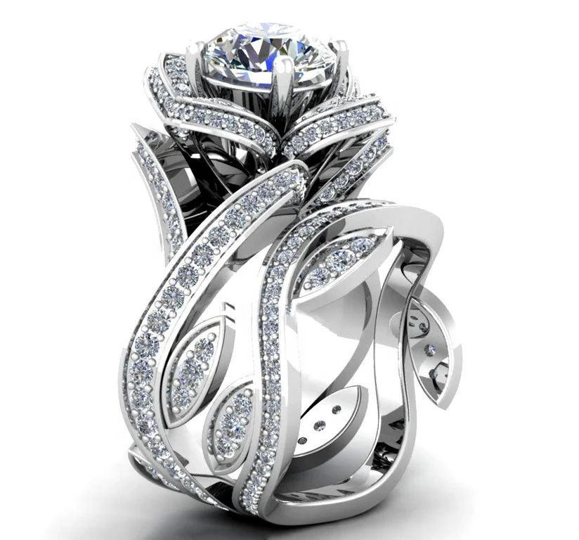 Стиль обручальное кольцо для женщин полный Циркон Стразы Цветок кольца|Кольца| |