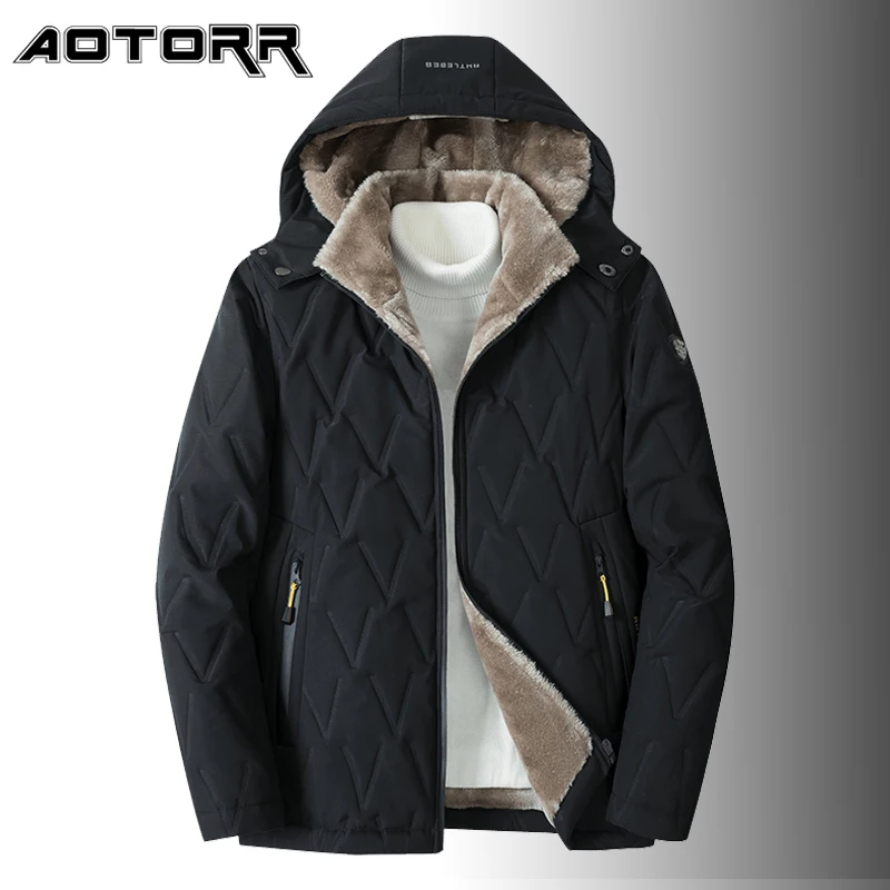 

Мужская теплая флисовая куртка, новинка зимы 2021, повседневные толстые парки, пальто, Мужская Осенняя модная ветрозащитная парка с капюшоном...