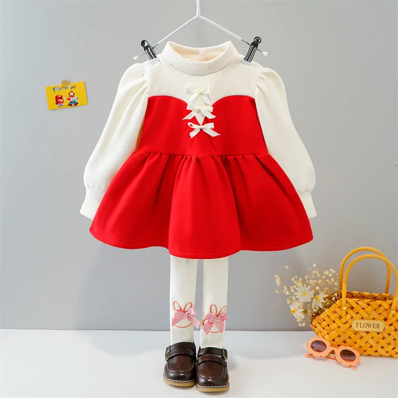 Conjunto de ropa gruesa de algod&oacute;n para ni&ntilde;a, traje de empalme de princesa + Pantalones, trajes de 0 a 4 a&ntilde;os, ropa para beb&eacute; de ni&ntilde;o 2021-3