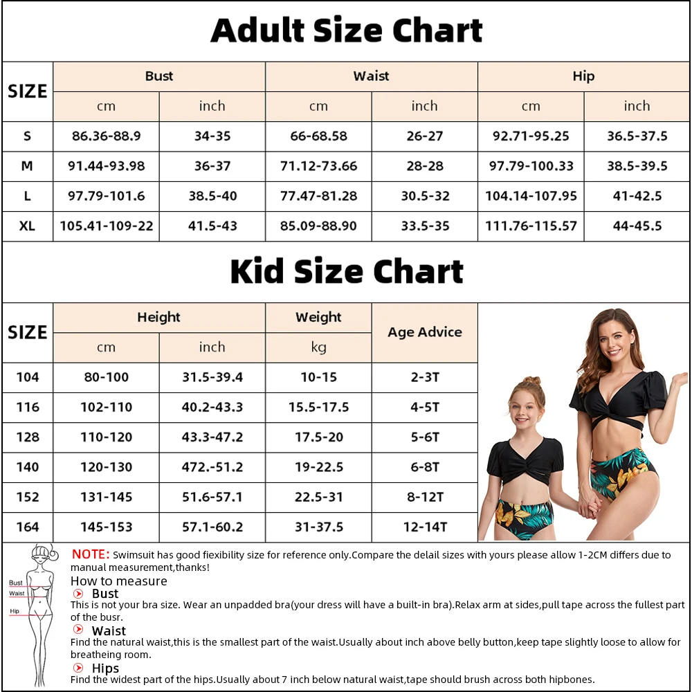 

2021 New Family Matching Women Two Piece Swimsuit Mom Daughter Swimwear High Waist Bikinis Girls Beach Dress Swim Bathing Suit