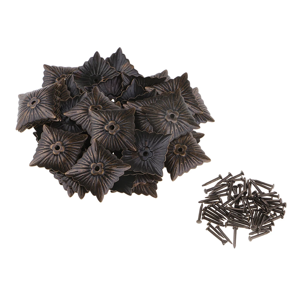 50 шт. винтажные квадратные железные гвозди с цветочным дизайном шпильки для