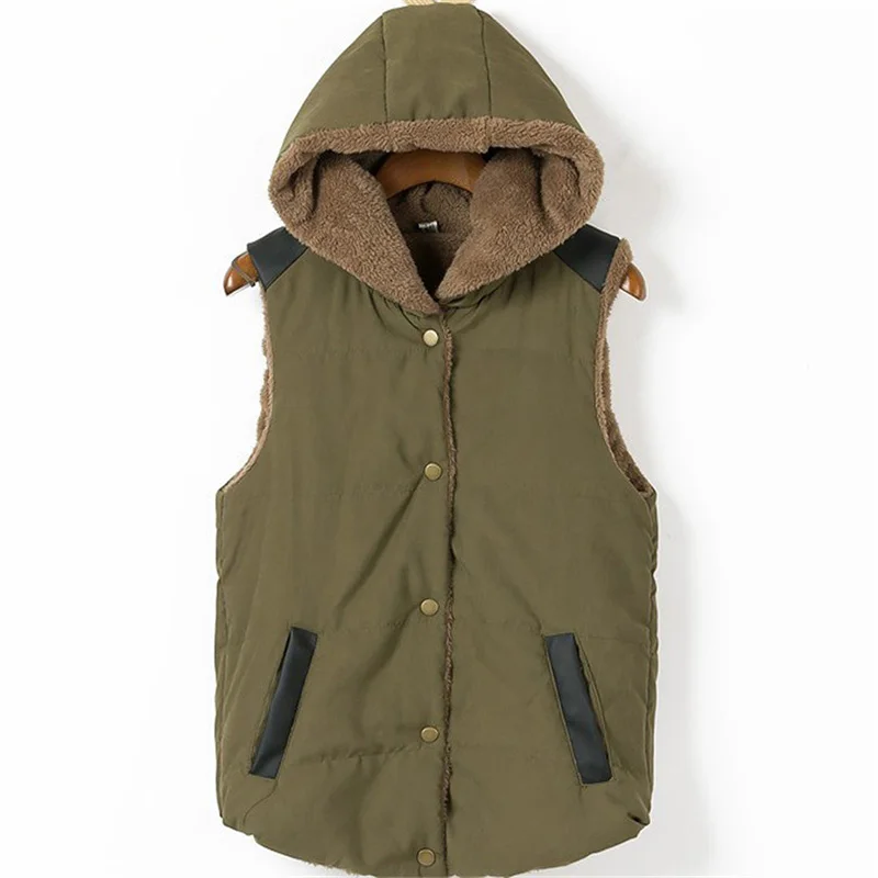 CHSDCSI женский теплый жилет с капюшоном Женская Зимняя шерстяная Повседневная