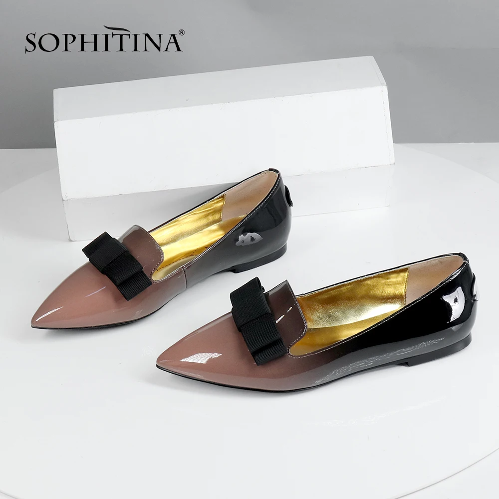 Женские туфли на плоской подошве SOPHITINA заостренный носок искусственная