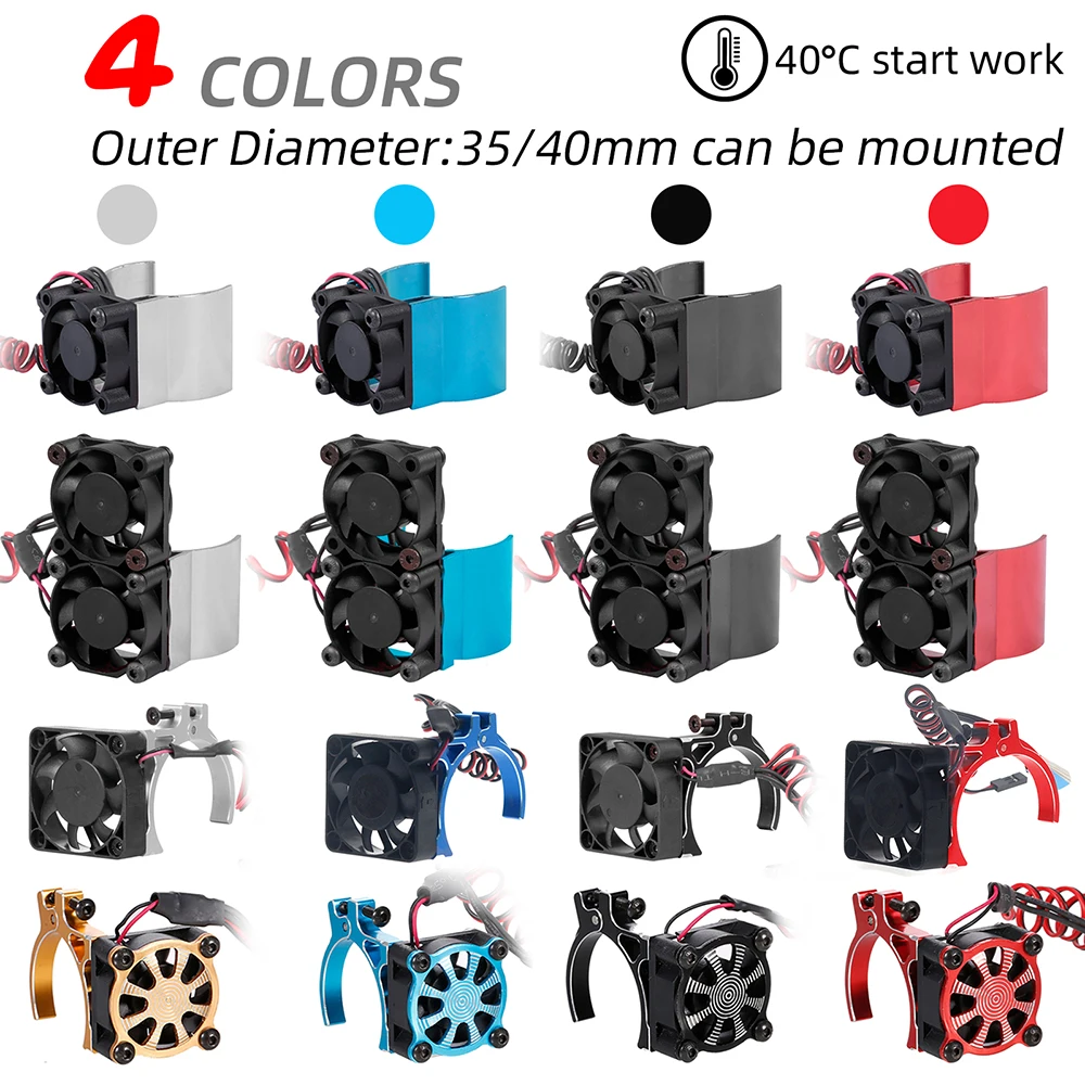 

RC Car Motor Cooling Fan with Thermal Sensor Metal Heatsink for 540 550 36Series 4268 4274 Traxxas Hsp Axial SCX10 D90 HPI Buggy