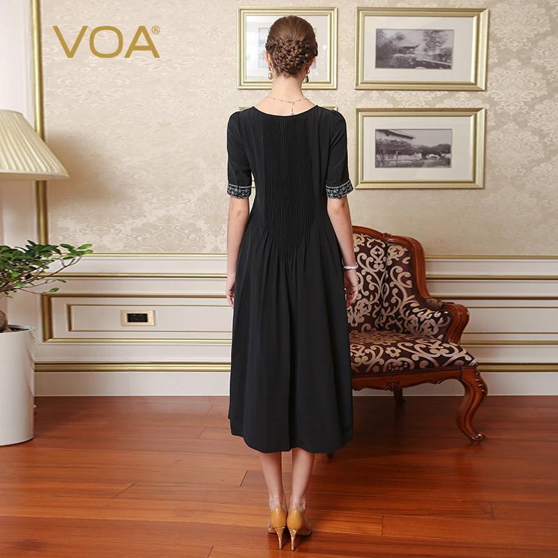 VOA шелк вышивка плюс размеры 5XL платье для женщин вечерние женские летние платья