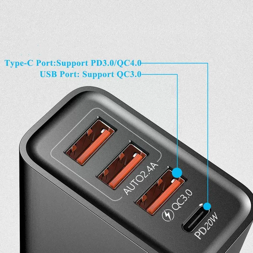 Быстрое зарядное устройство для телефона Тип C PD QC3.0 стандартное Android iPhone и Type-C 3U +