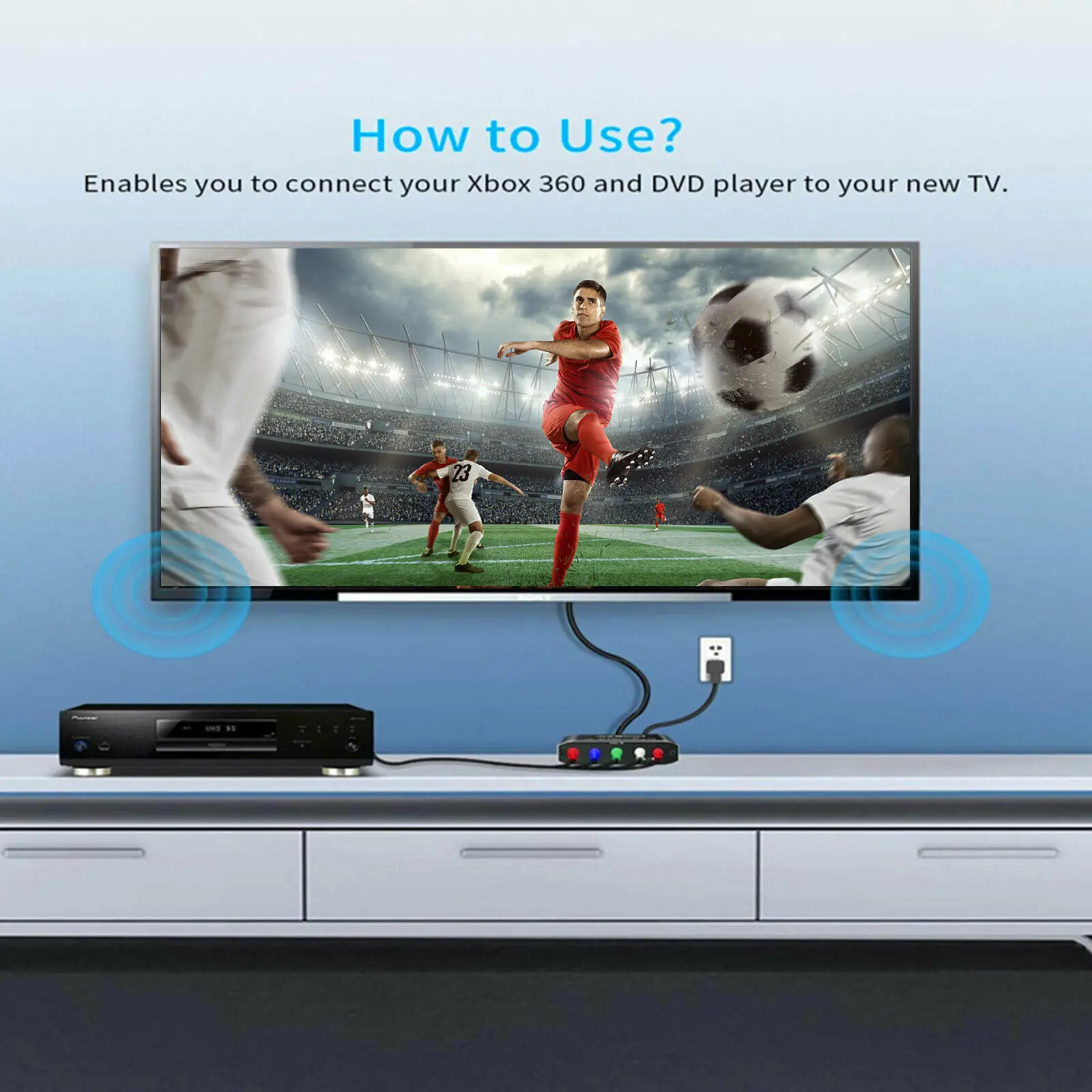 Component RGB RCA VGA to HDMI AV Converter Adapter Box for VHS DVD PS2 Xbox Wii | Компьютеры и офис