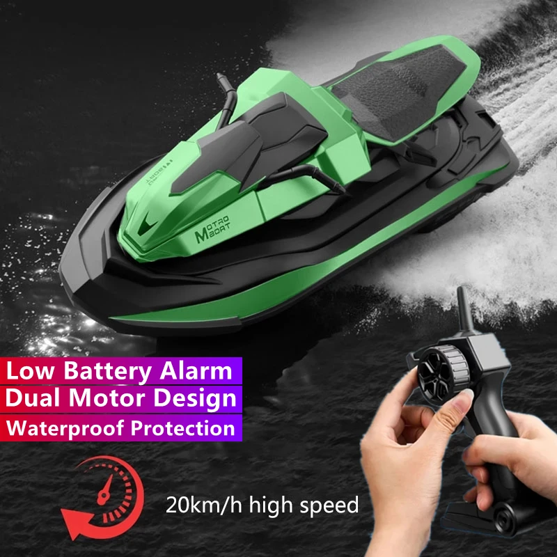 High-speed Electric Racing RC Boats Motorboat Kids Toy WaterProof Low Electricity Remind Water Sensor Remote Control Speedboat