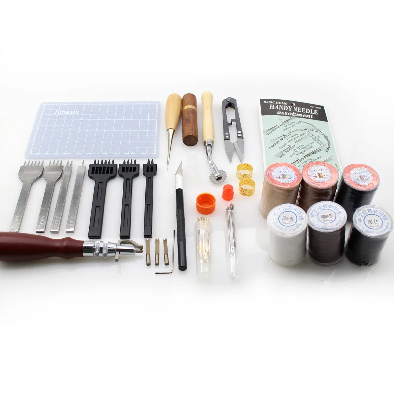 Набор инструментов для шитья и перфорации с кожаным ремеслом/коврик резки Awl игла
