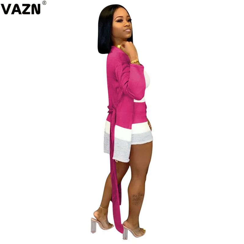 rose red VAZN OFN6316 Новое поступление лето 6 цветов сексуальный пляжный Женский комплект с коротким рукавом красочный комплект сексуальная леди высокий уличный специальный комплект - Цвет: rose red