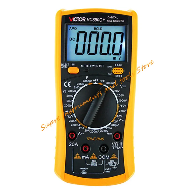 VICTOR VC890C + цифровой мультиметр настоящий RMS конденсатор 2000 мкФ 20A AC DC Напряжение