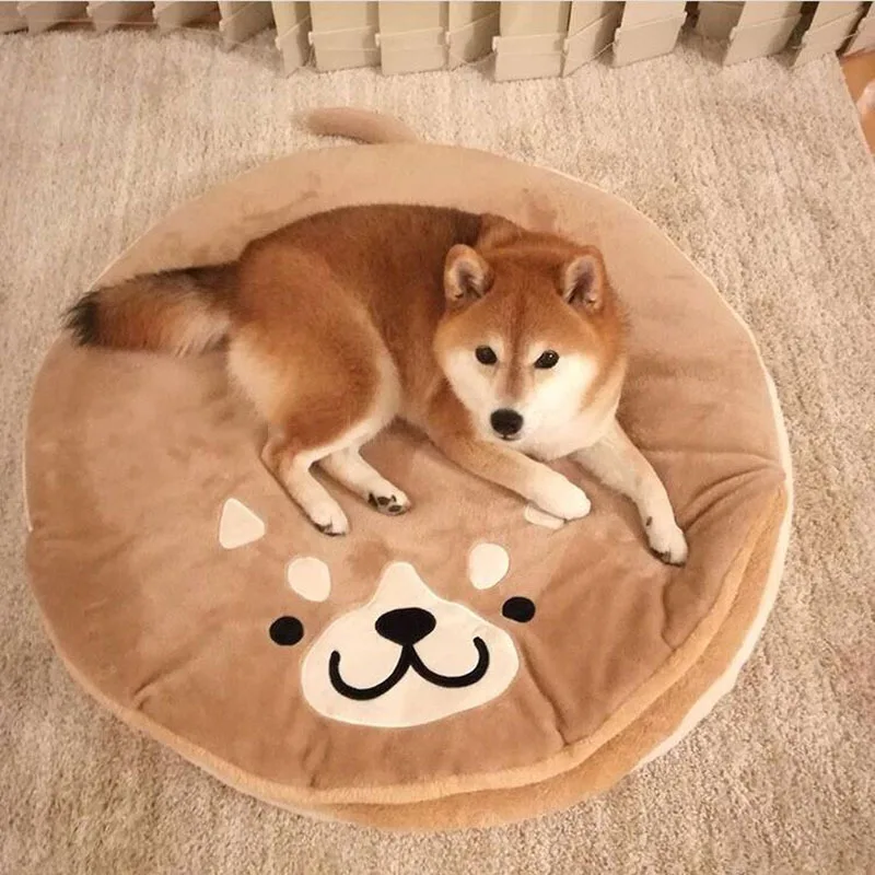 

Creative Dorayaki Pet Dog Bed Cartoons Shiba Inu Dog House Short Plush Round Cat And Dog Mat Cute Cat Bed Cat Dogs Pets Supplies