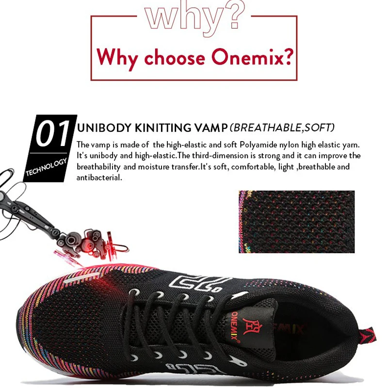 ONEMIX Men's Running Shoes Lightweight Breathable Original Unisex Sneakers Mesh Sport Boots Sneakers Yoga Shoes Free Shipping