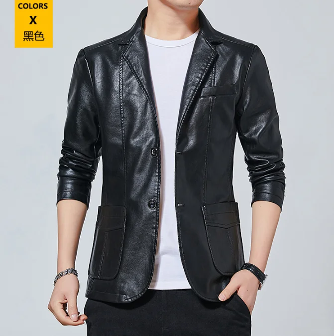 

New men's PU leather suit Korean slim trend motorcycle leather jacket