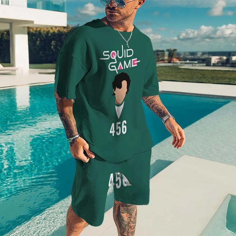 

Squid suit men's shirt, squid suit T-shirt + pants, casual summer fashion, squid suit T-Shirt Large 456