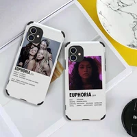 euphoria american tv series phone case lambskin leather for iphone 12 11 8 7 6 xr x xs plus mini plus pro max shockproof