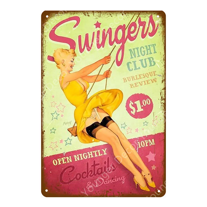 Сексуальная Женская винтажная металлическая табличка для вывесок металлический