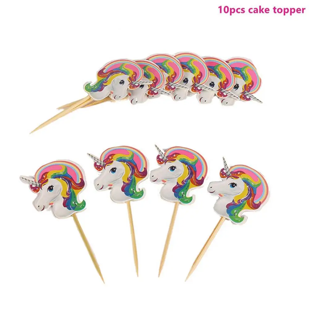 Taoup Cloud Rainbow Unicorn Cake Topper Wedding Horns Unicorn Birthday Party Supplies Cake Flags Baby Shower Decor Boy Favors - Цвет: Cake Topper