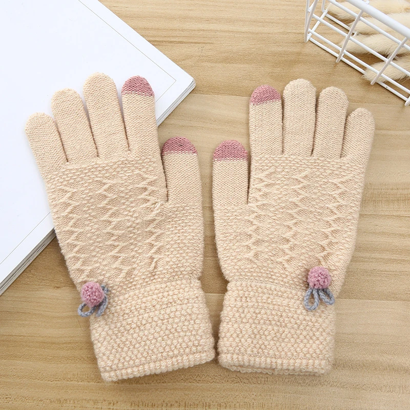 Перчатки зимние Guantes Invierno Mujer плюс толстые теплые Neri бархатные пять пальцев