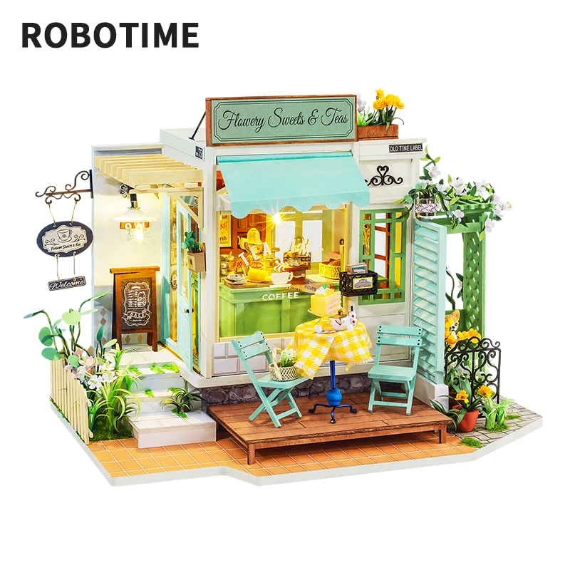 

Robotime Rolife DIY кукольный домик для отдыха серии времени деревянный миниатюрный домик для девочек подарок на день рождения DG146 Цветочные сладос...