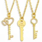 Цепочка с подвеской для ключей nket05 женская, ожерелье из белого камня в форме сердца с фианитом, Ювелирное Украшение в подарок
