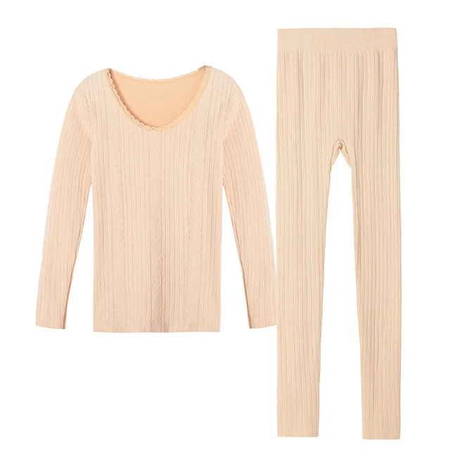 Seamless Body Thermal Underwear for Women Autumn Winter 2 Pieces Shirt and Pant Sets Thermo Underwear Long Johns Warm Clothing